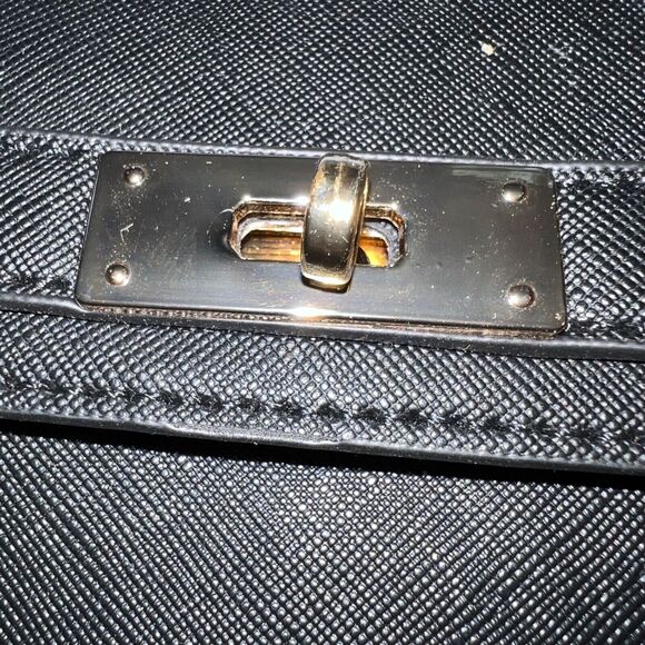 Boutique Womens Small Purse Handbag Black with Gold Chain Shoulder Strap - Picture 4 of 13